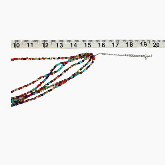 Jules B Multi Strand Necklace Colorful Seed Beads Fashion Statement Signed 16" - Picture 6 of 6